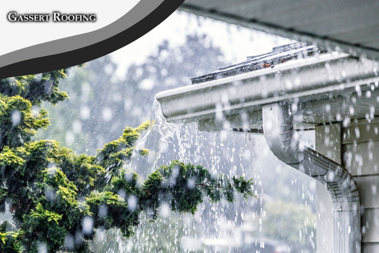 pouring rain on the roofing and gutter system of a home in Palmyra, PA