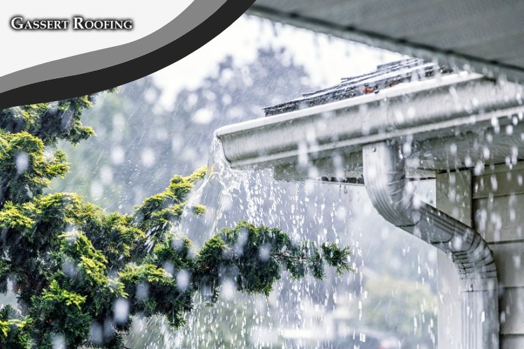 pouring rain on the roofing and gutter system of a home in Palmyra, PA