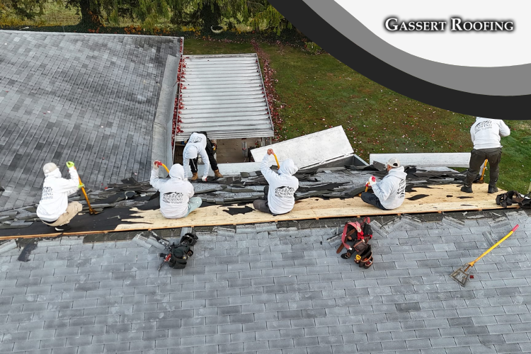 Gassert Roofing team installs impact-resistant shingles in Campbelltown.